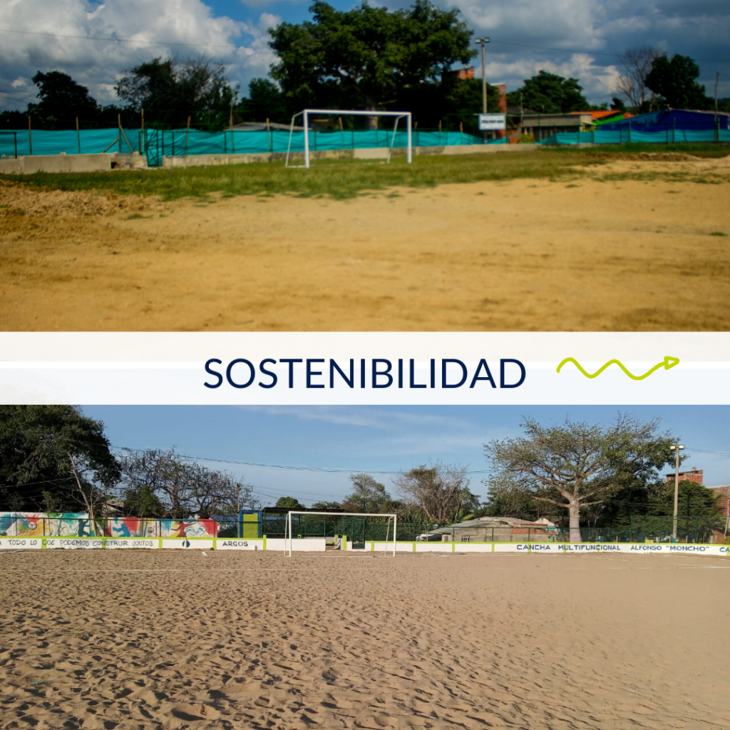 Antes y después Cancha Multifuncional "Moncho" Castillo