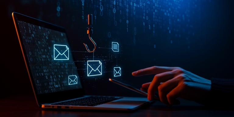 A,Visual,Representation,Of,Cybercrime,,Featuring,A,Laptop,Screen,With